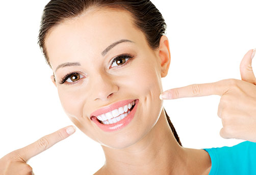 Happy lady showing her teeth